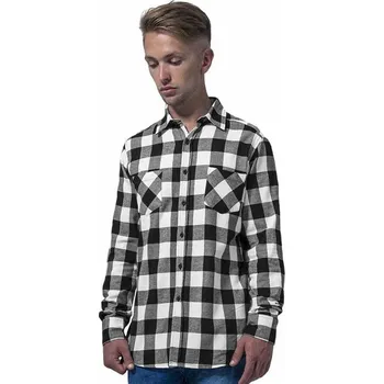 Pánská košile Kostkovaná flanelová košile Build Your Brand Barva: černá - bílá, Velikost: M BY031