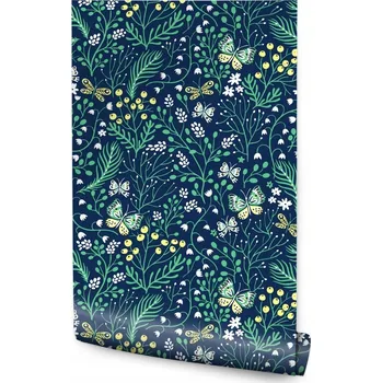 Fototapeta Tapeta rostliny bylinky listy ovoce motýli do obýváku