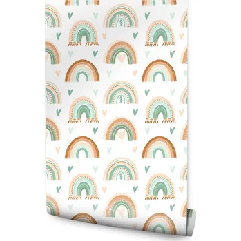 Fototapeta Tapeta pro děti DUHA Srdíčka v boho stylu