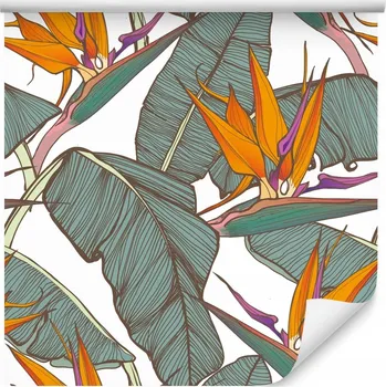Fototapeta Tapeta do obýváku tropické listy divoké květiny