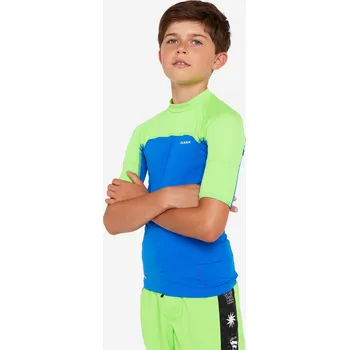 Chlapecké tričko DECATHLON Chlapecké tričko s krátkým rukávem s UV ochranou 500 12 LET MODRÁ|ZELENÁ