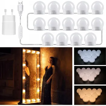 Lampička Lampa na zrcadlo Hollywood Toaletní stolek Kadeřník Kosmetička 14 Žárovek DIY