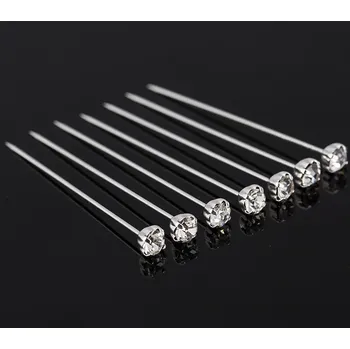 Nástroj na niť a příze B-TOP Ozdobné špendlíky s krystalovou hlavičkou Druh barvy: Stříbrná
