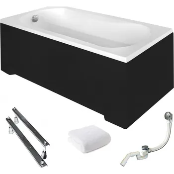 Vana Obdélníková akrylátová vana Besco Aria s bočním odtokem 140 x 70 cm