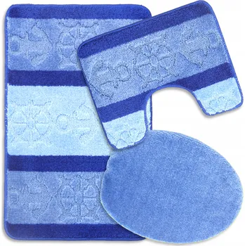 Koupelnová předložka KOUPELNOVÁ PŘEDLOŽKA SADA 3 KS PROTISKLUZOVÁ MĚKKÁ MODRÁ 50X80