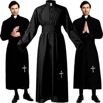 Karnevalový kostým Kostým kněze, sutana, kněz pro dospělé, kostýmový kostým