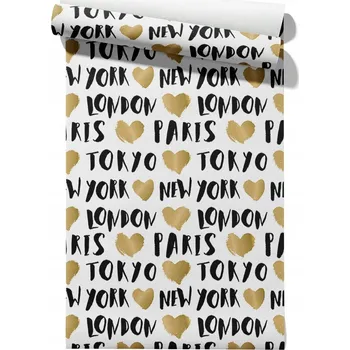 Tapeta Vliesová tapeta Názvy měst, role 50 cm x 6,1 m