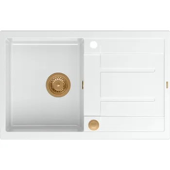 Granitový dřez Jednodřez Quadron Morgan 111, granit, bílý