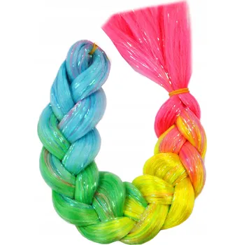 Příčesek Syntetické vlasy na copánky OMBRE ROVNÉ s třpytkami Růžové OMBRE barevné