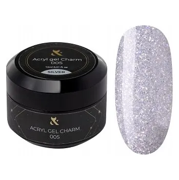 Lak na nehty F.O.X Acryl gel Charm Silver 005 se třpytkami, 15 ml dóza