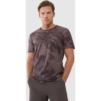 Pánské tričko Pánské funkční triko 4F 4FWSS25TFTSM1216 BROWN ALLOVER XL