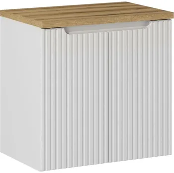 Policová skříň Závěsná skříňka pod umyvadlo Nova White II s deskou 60 cm bílá/dub evoke