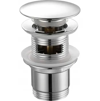 Sifon Aqualine kulatý stříbrná přepadová zátka s click-clack mechanismem