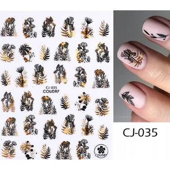 Samolepky na nehty černo-zlaté 1 list CJ-35