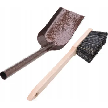 Sada lopatky na uhlí se smetáčkem, lopatka na popel a smetí, měděná