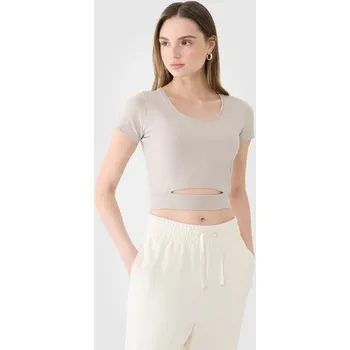 Dámská móda Dámské triko 4F 4FRSS25TTSHF2695 BEIGE L