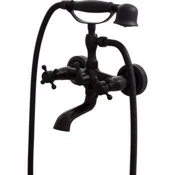 Vodovodní baterie Dvoukohoutková nástěnná vanová a sprchová baterie Gamma Retro černá