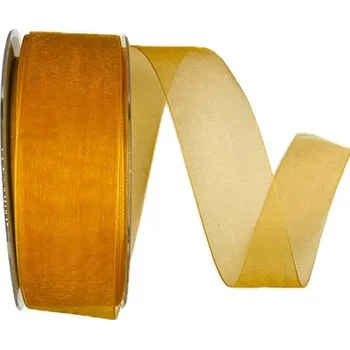 Stuha Stuha organzová BEAUTY ORGANDY CINNAMON skořicová 40mm x 50m A ( 4,- Kč/m) (Organzová stuha, barva skořicová, zesílené okraje, 40 mm x 50 m )