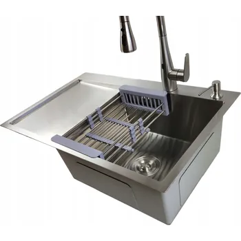 Granitový dřez Dřez 78x50R Jednokomorový INOX s Odkapávačem + Sada Příslušenství