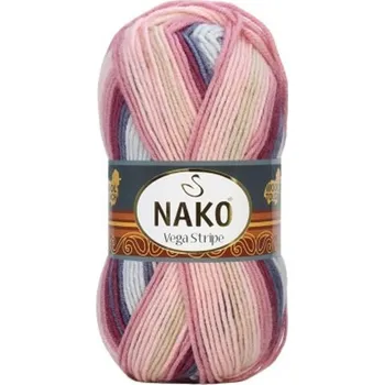 Příze Pletací příze Nako Vega Stripe 100 g - 82415 růžová