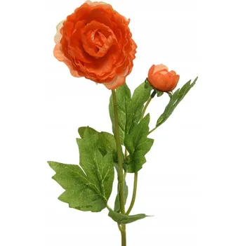umělá květina Umělá větvička KAMÉLIE ORANŽOVÁ, samostatná, na aranžování, dekorace, 57 cm