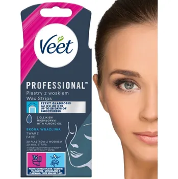 VEET Depilační pásky na obličej pro citlivou pleť 20 ks s mandlovým olejem