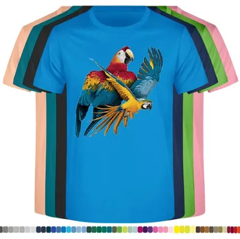 Dívčí oblečení detske-levne-bavlnene-tricko-potisk-let-papousku Barva: Azure - azurově modrá, velikost: 164