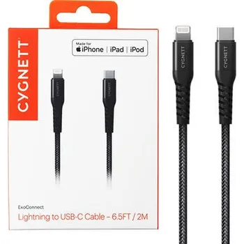 Datový kabel Kabel Cygnett USB typ C - Apple Lightning 2 m černý