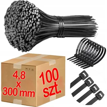 Organizace kabelů OPASKI ZACISKOWE STAHOVACÍ PÁSKY BARDZO MOCNE STAHOVACÍ PÁSKY KABELOVÉ 4,8 x 300 mm 100 ks