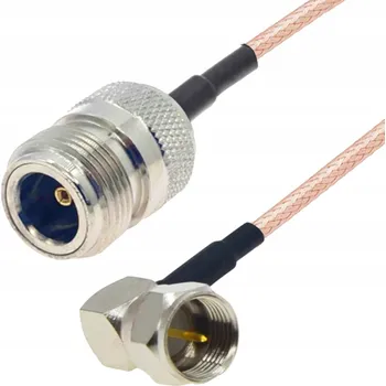 Elektrická zásuvka Propojovací kabel F konektor ÚHLOVÝ / N zásuvka RG316 50ohm 1m