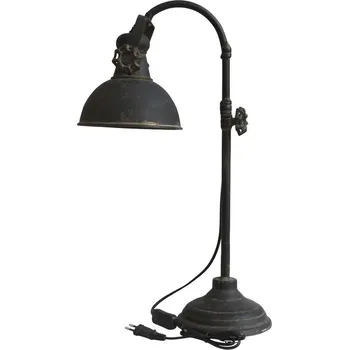 Lampička Černá antik kovová stolní lampa s patinou Factory - 53 cm / E14
