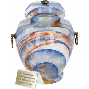 Smuteční dekorace Urna na popel z přírodního modrého kamene Kremační urna pohřební