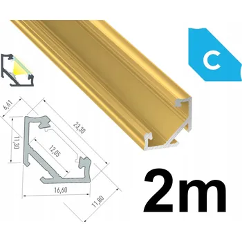 LED páska LED profil ZLATÝ 2M ROHOVÝ ÚHLOVÝ 45° TYP C ZLATÝ LED profil
