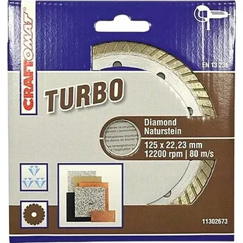 Řezný kotouč Craftomat Diamantový kotouč na kámen 125 x 22,2 mm TURBO