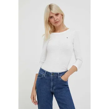 Bavlněné tričko s dlouhým rukávem Tommy Hilfiger WW0WW37861 béžová 01X, vel. XS