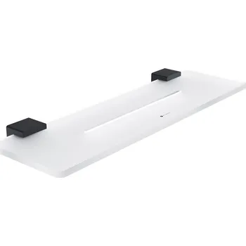 Koupelnový nábytek Police do koupelny s otvory, bílá matná plexiglass, úchyty černá matná, 40 cm NIMCO IXI police Ki-X440-90 Nimco