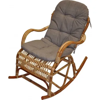 Křeslo Axin Trading Houpací křeslo Klasik ratan semambo natural Polstr: Šedý melír