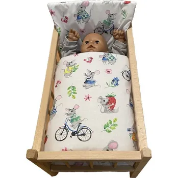 Doplněk pro panenku SDS Peřinky do postýlky pro panenky Veselé myšky Bavlna, výplň: Polyester, 1x 38x44 cm / 28x20 cm