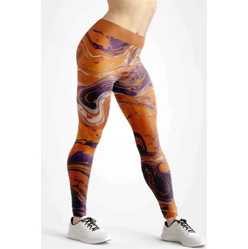 Dámské legíny UTOPY Dámské sportovní legíny Pumpkin Marble Velikost: XL