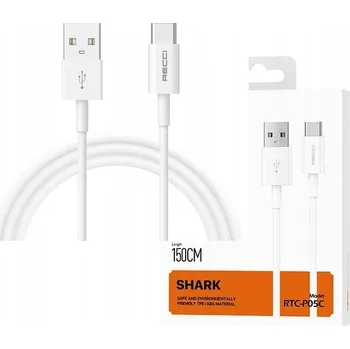 Datový kabel Kabel Recci USB - USB typ C 1,5 m bílý