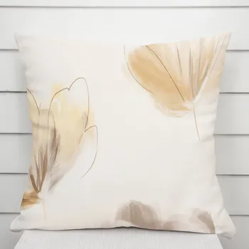 Povlak na polštářek Dekorační povlak na polštář PM-109 Akvarelové tulipány na krémovém 50 x 50 cm