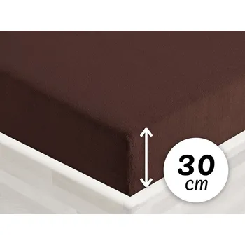 Prostěradlo Froté napínací prostěradlo na vysokou matraci FR-026 Čokoládově hnědé 180 x 200 - výška 30 cm