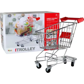 Hra na obchod LEAN Toys Nákupní kovový košík pro děti