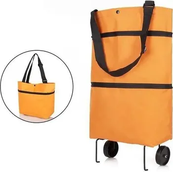 Skládací nákupní taška s kolečky - Oranžová