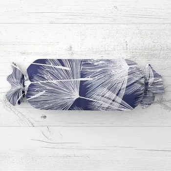 Dekorativní polštářek Polštář válec bonbon Sandra SA-414 Bílé abstraktní chmýří na modrém 15x40 cm