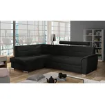 Rohová sedačka NEJBY WILUNA se záhlavníkem, levá, černá látka +možnost VÝNOSU + vyzvednutí ZDARMA