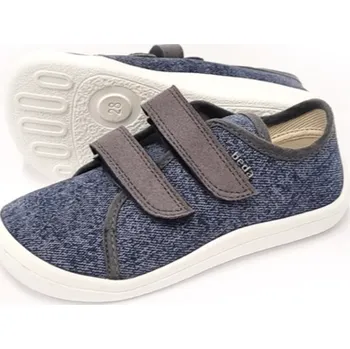 Dívčí bačkory Barefoot plátěné tenisky BEDA PLAYFUL - DENIM (BFN 170040/TEX/W), Beda Barefoot Velikost: 27