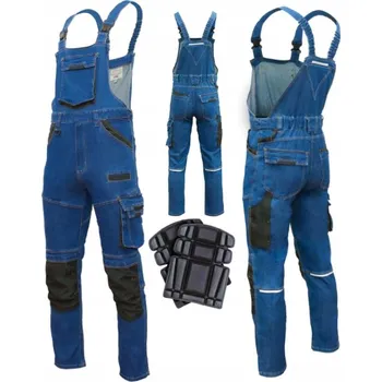 Pracovní obuv Pánské pracovní kalhoty s laclem modré strečové bavlny XL