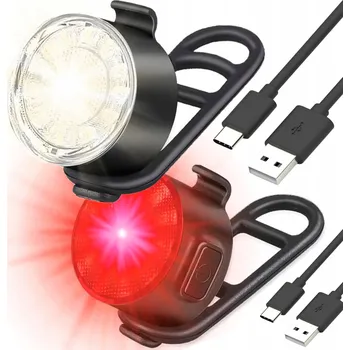 Cyklosvítilna 2x SVĚTLA NA KOLO PŘEDNÍ ZADNÍ 6 REŽIMŮ OSVĚTLENÍ KOLA LED USB MEGA SILNÉ