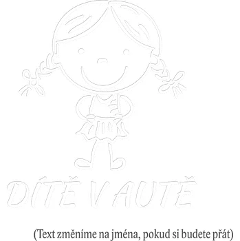 Samolepicí dekorace na vozidlo Dítě v autě holčička 2 s culíky samolepka na auto - hnědá světlá / 10x12 cm